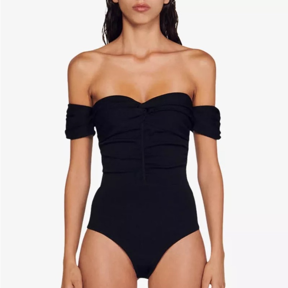 Sagittaire off-the-shoulder stretch-woven bodysuit NWT Size 3